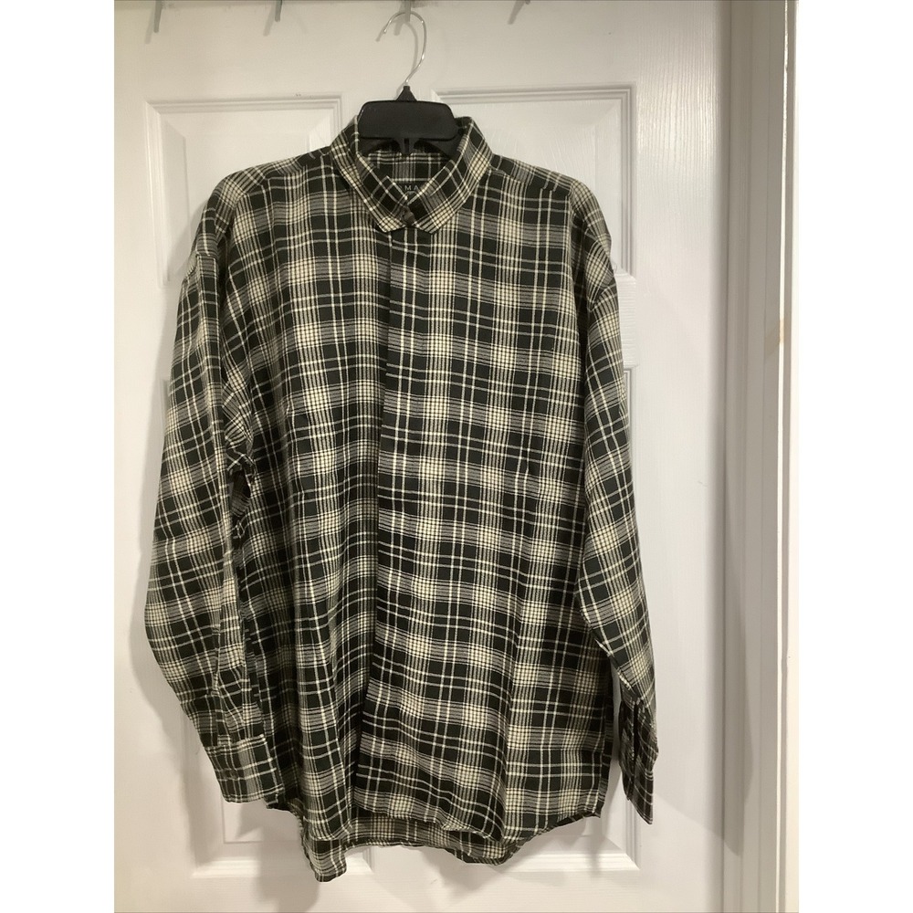 Domani Collection Long Sleeve Button Up Dress Shirt Black And Cream (16-16 1/2)